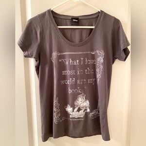 Disney Beauty and the Beast Belle Love Books Tee Gray Size Small